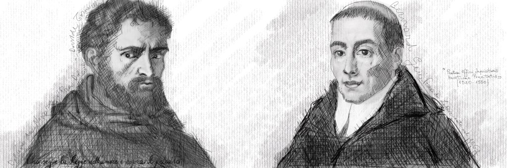 Fra Dolcino da Novara e Bernard Gui - disegno di Roberta Giulia Amidani